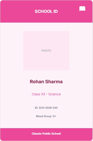 School Classic ID Card Template